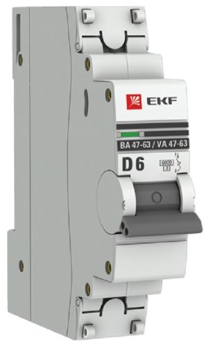 Выключатель автоматический EKF PROxima ВА47-63 1п 6А D 6кА фото Выключатель автоматический EKF PROxima ВА47-63 1п 6А D 6кА картинка